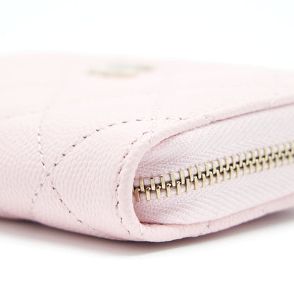 Chanel Zip Card Holder Caviar Light Pink LGHW