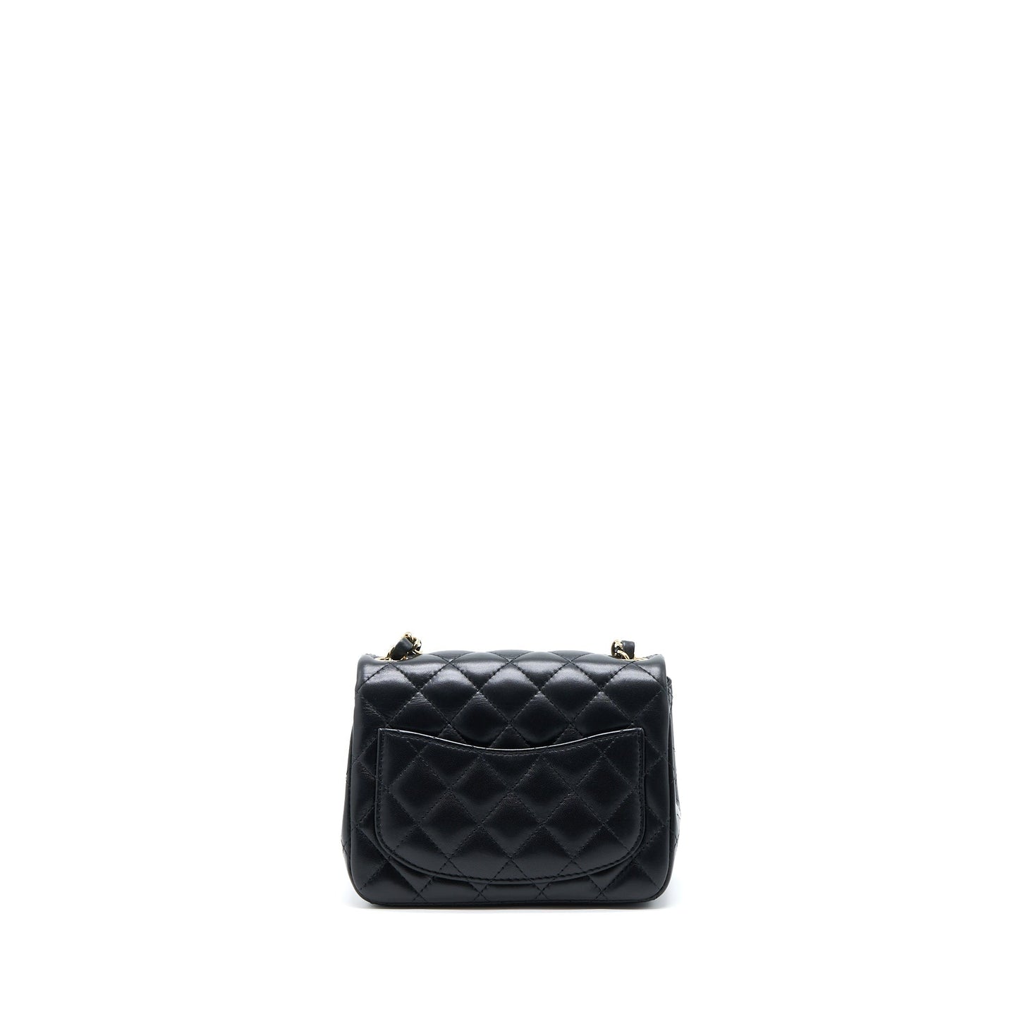 Chanel Mini Square Flap Bag Lambskin Black LGHW (Microchip)