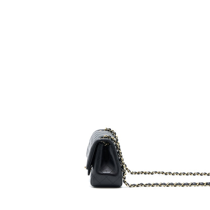Chanel Mini Square Flap Bag Lambskin Black LGHW (Microchip)