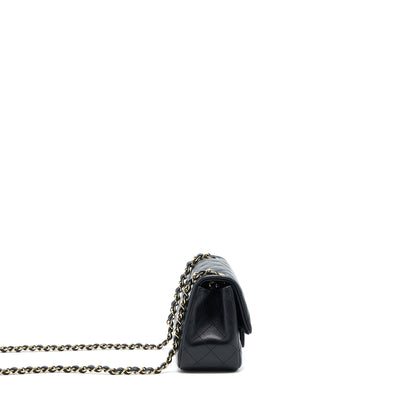 Chanel Mini Square Flap Bag Lambskin Black LGHW (Microchip)