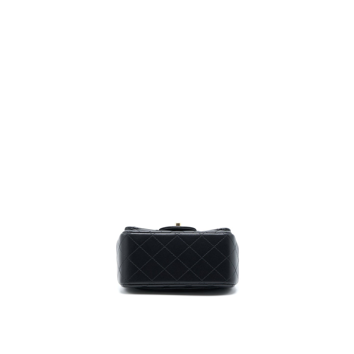 Chanel Mini Square Flap Bag Lambskin Black LGHW (Microchip)