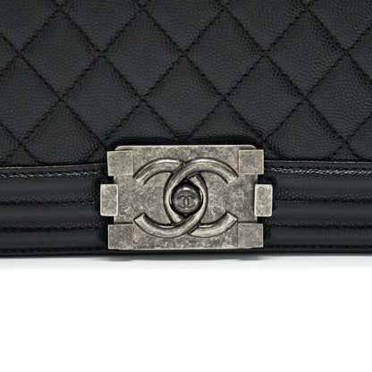 Chanel Caviar Old Medium Leboy Bag Black with Ruthenium Hardware