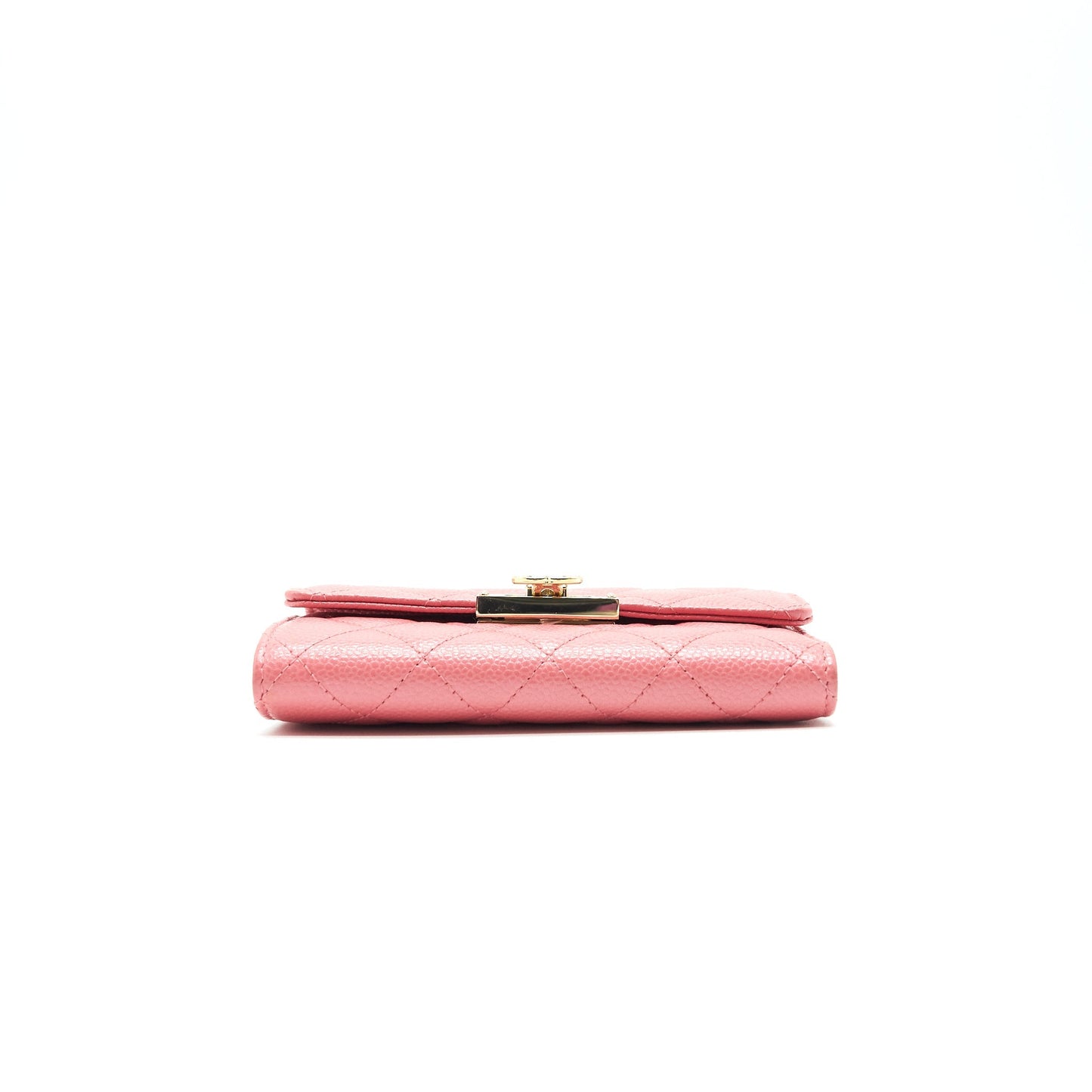 CHANEL CAVIAR MEDIUM FLAP WALLET ROSE PINK WITH GOLD CC LOGO