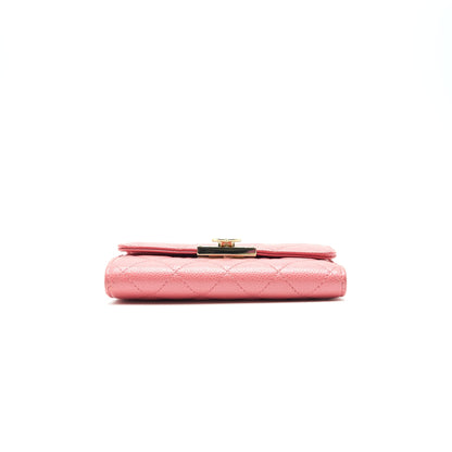 CHANEL CAVIAR MEDIUM FLAP WALLET ROSE PINK WITH GOLD CC LOGO