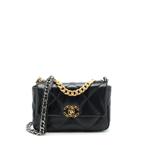 Chanel 19 Small Bag Lambskin Black Multicolour Hardware