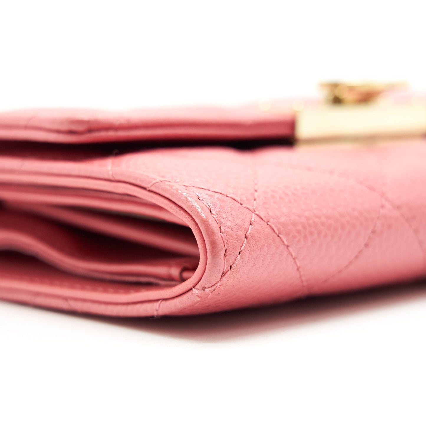 CHANEL CAVIAR MEDIUM FLAP WALLET ROSE PINK WITH GOLD CC LOGO
