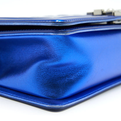CHANEL MEDIUM LE BOY BAG METALLIC BLUE SHW
