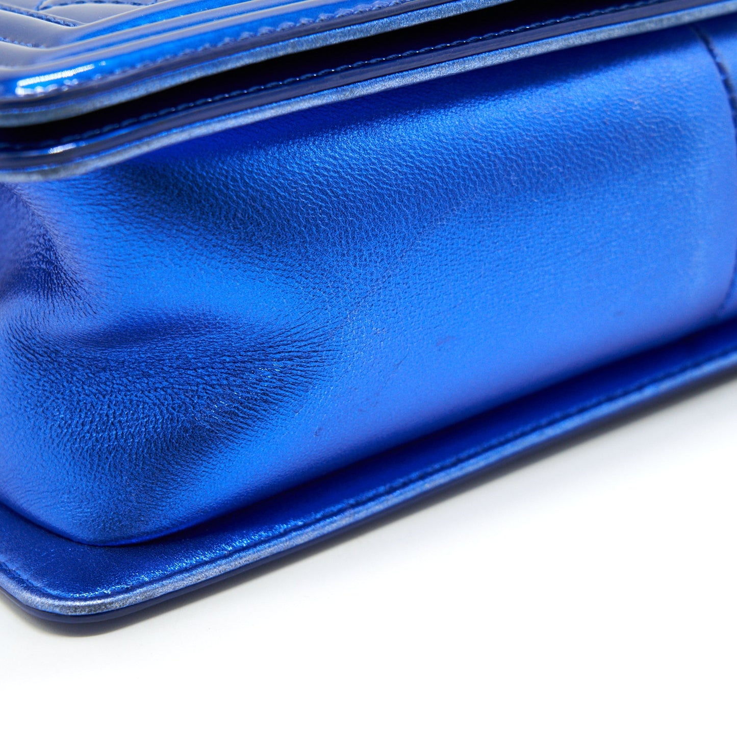 CHANEL MEDIUM LE BOY BAG METALLIC BLUE SHW