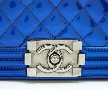 CHANEL MEDIUM LE BOY BAG METALLIC BLUE SHW