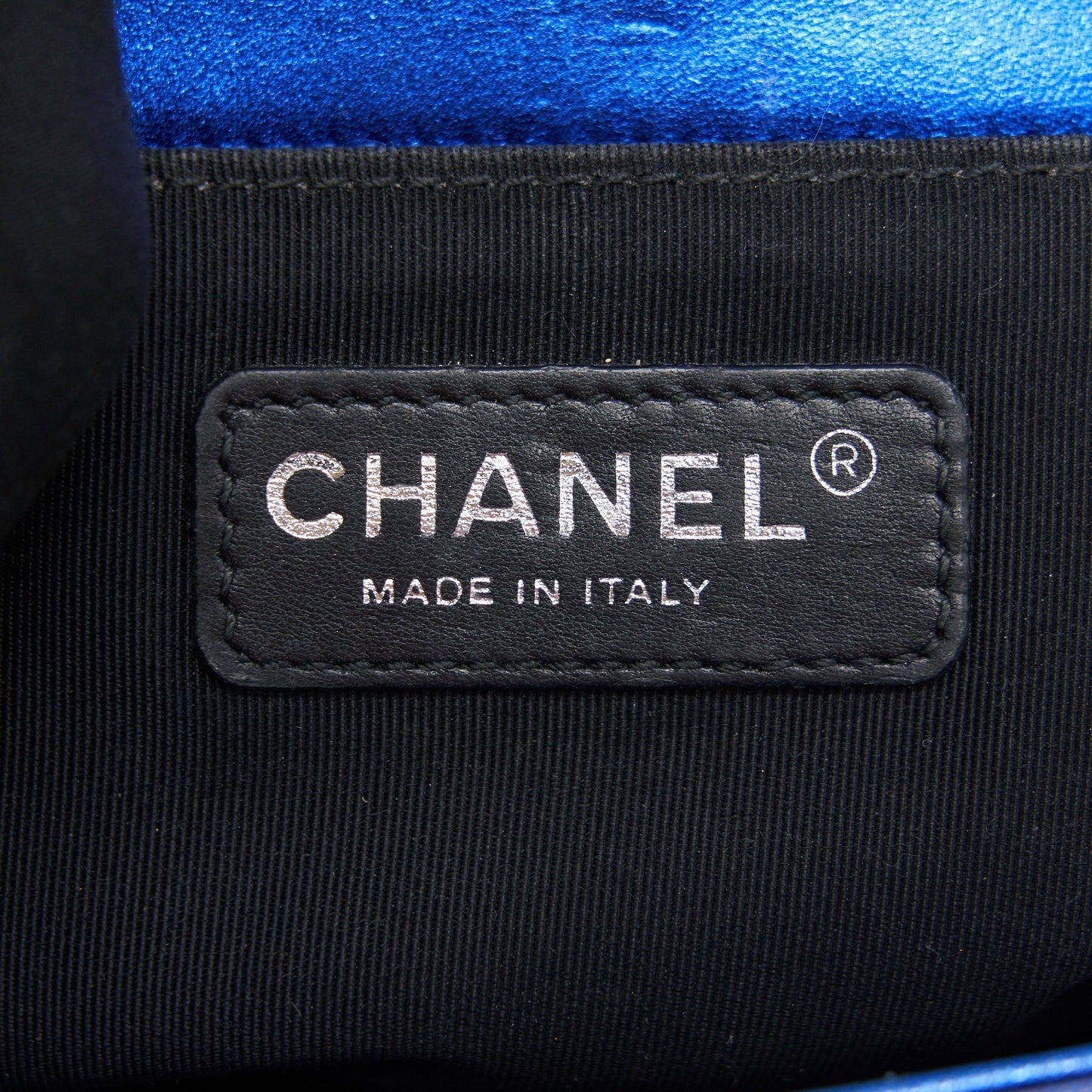 CHANEL MEDIUM LE BOY BAG METALLIC BLUE SHW
