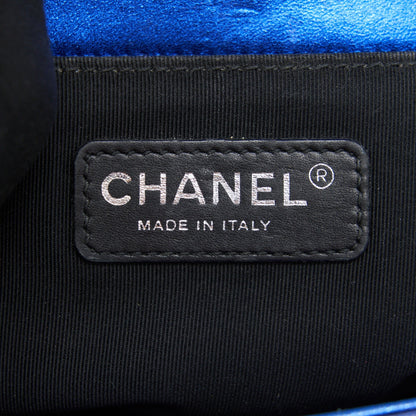 CHANEL MEDIUM LE BOY BAG METALLIC BLUE SHW