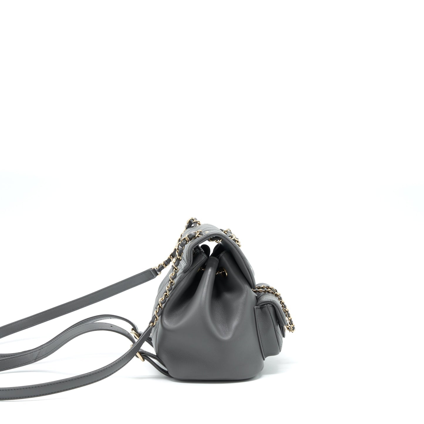 Chanel Mini Duma Backpack Lambskin Grey LGHW (Microchip)
