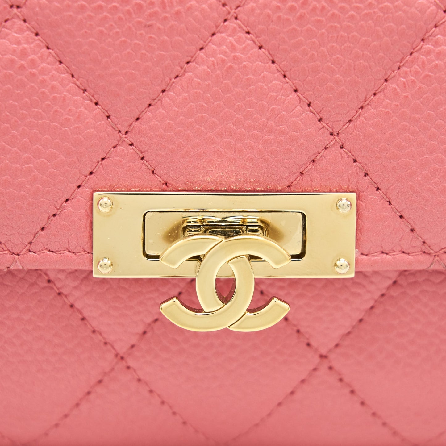 CHANEL CAVIAR MEDIUM FLAP WALLET ROSE PINK WITH GOLD CC LOGO