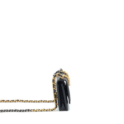 Chanel 19 Wallet On Chain Lambskin Black With Multicolour Hardware (Microchip)