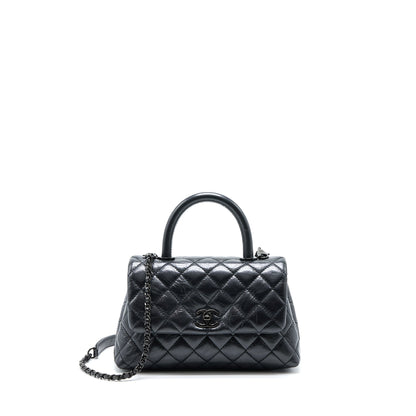 Chanel Small Coco Handle Aged Calfskin So Black With Black Hardware