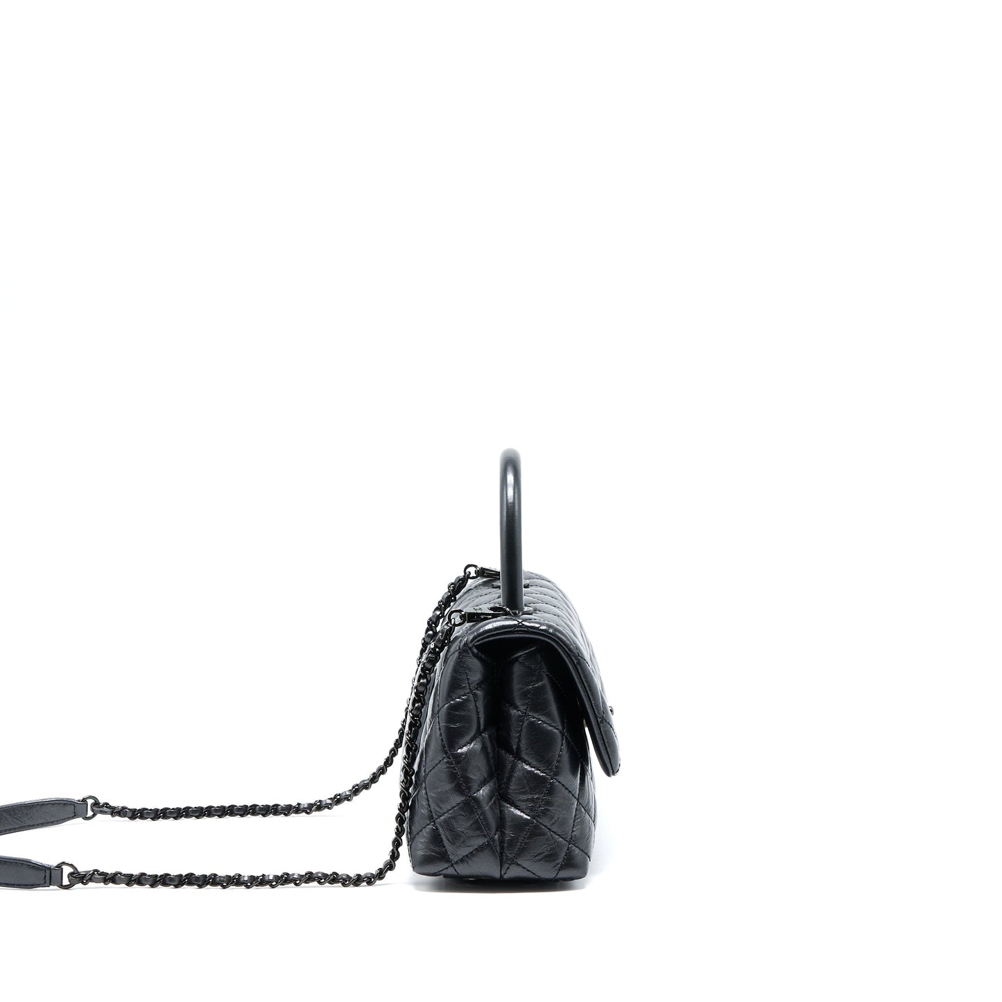 Chanel Small Coco Handle Aged Calfskin So Black With Black Hardware