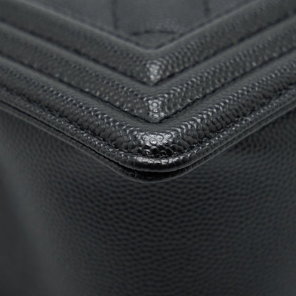 Chanel Medium Boy Bag Caviar Black With Ruthenium Sliver Hardware
