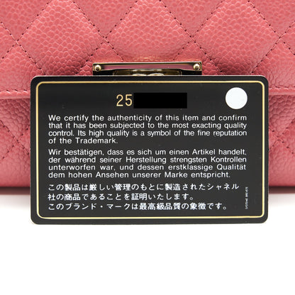 CHANEL CAVIAR MEDIUM FLAP WALLET ROSE PINK WITH GOLD CC LOGO