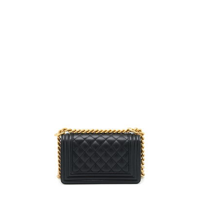 Chanel Small Boy Bag Caviar Black Brushed GHW (Microchip)