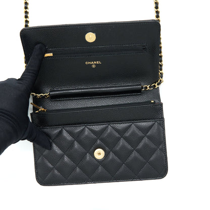 Chanel Classic Wallet On Chain Caviar Black GHW (Microchip)