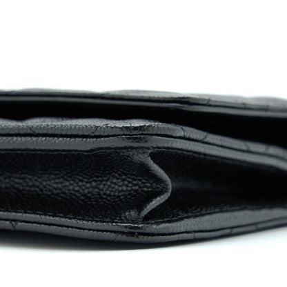 Chanel Letter Top Handle Wallet On Chain Caviar Black GHW (Microchip)