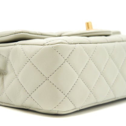 Chanel 22C light Pearl Crush mini Flap Bag Lambskin light Grey GHW (microchip)