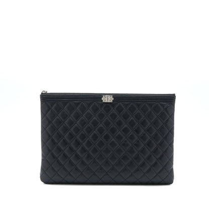 Chanel Boy Clutch Lambskin Black SHW