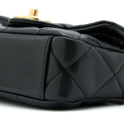 Chanel 22A Mini Square Flap Bag Caviar Black Brushed GHW (Microchip)