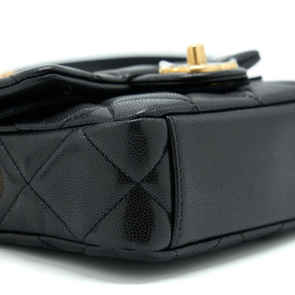 Chanel 22A Mini Square Flap Bag Caviar Black Brushed GHW (Microchip)