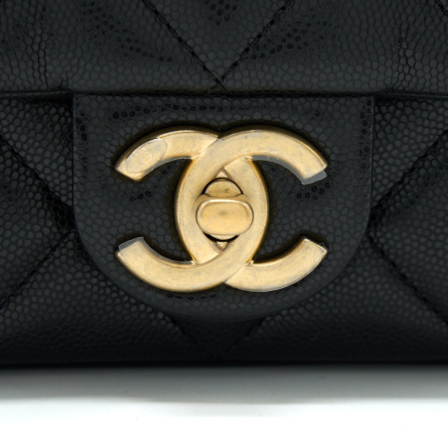 Chanel 22A Mini Square Flap Bag Caviar Black Brushed GHW (Microchip)