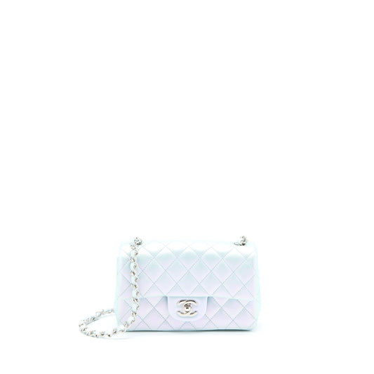 Chanel 21K Mini Rectangular Flap Bag Calfskin Iridescent Light Blue SHW (Microchip)