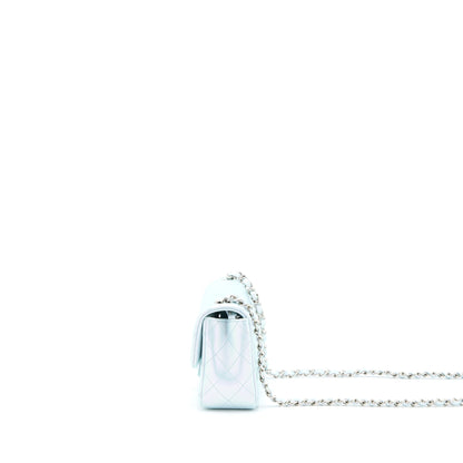 Chanel 21K Mini Rectangular Flap Bag Calfskin Iridescent Light Blue SHW (Microchip)