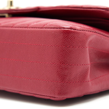 Chanel Medium Classic Double Flap caviar Raspberry Red with LGHW