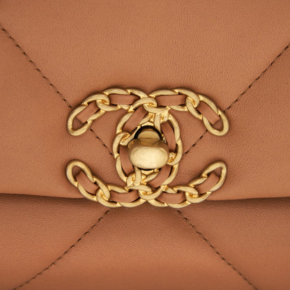 Chanel 21K Small 19 Flap Bag Lambskin Caramel GHW(Microchip)