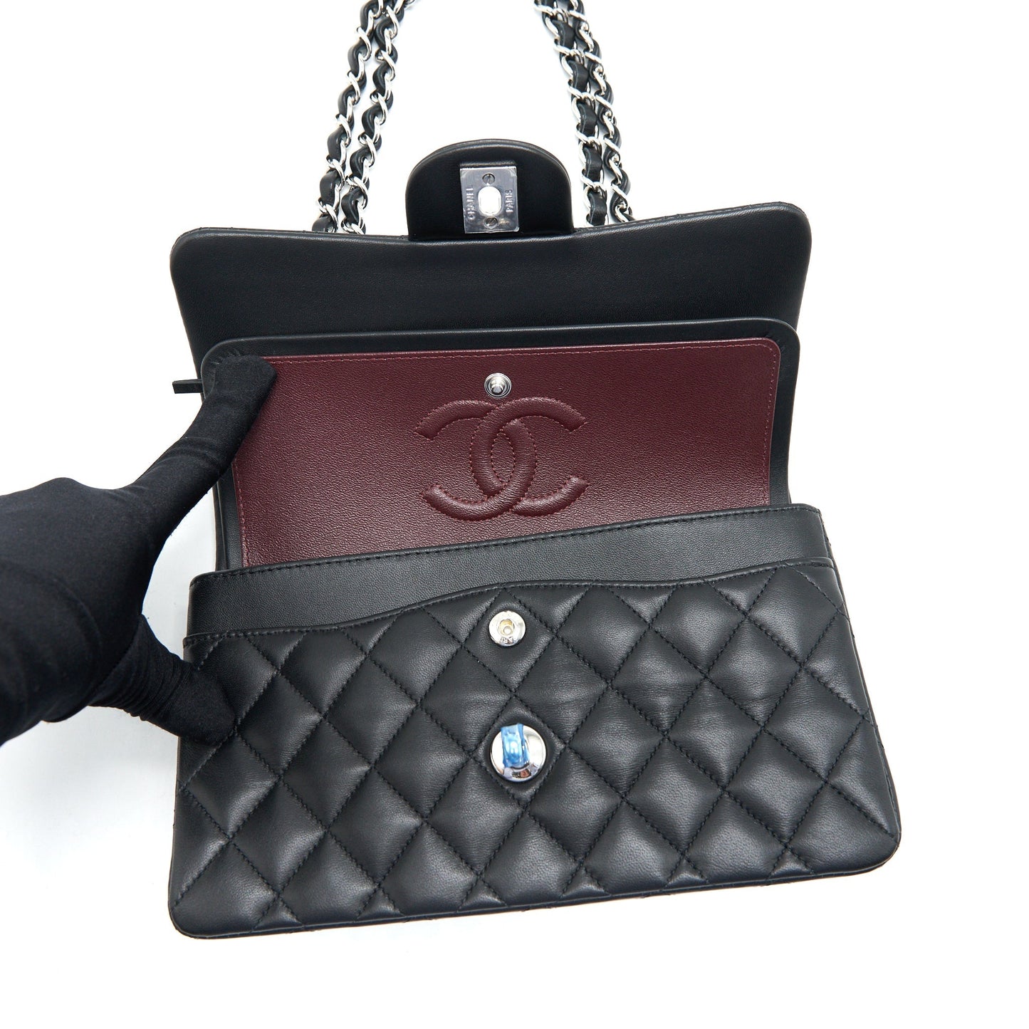 Chanel Small Classic Double flap Bag Lambskin Black SHW (microchip)