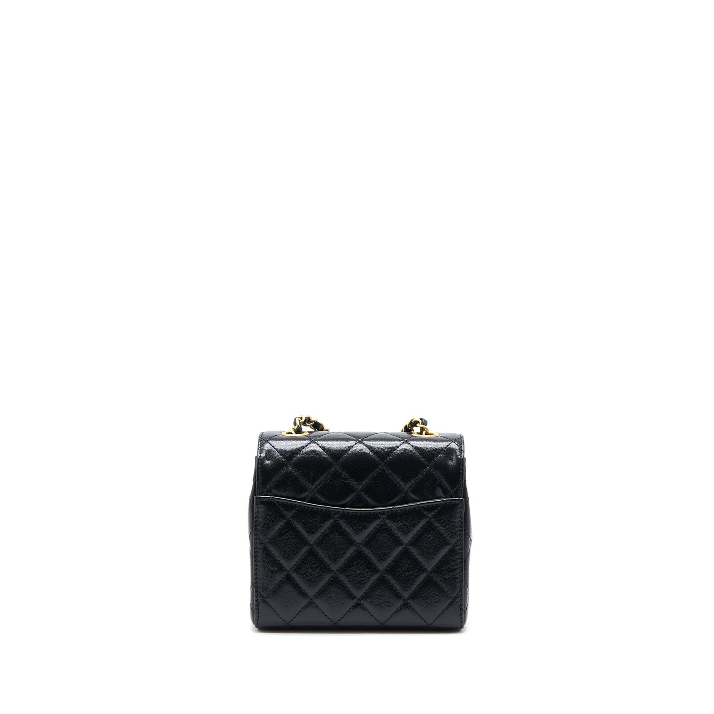 Chanel 22K Retro Classic New Mini Square Flap Bag Goatskin Black GHW(Microchip)