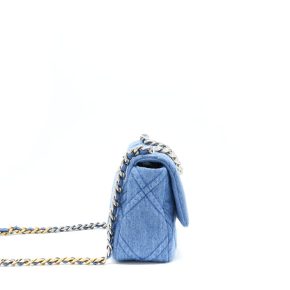 Chanel 22P Denim Small 19 Bag light blue Gold/Sliver Hardware