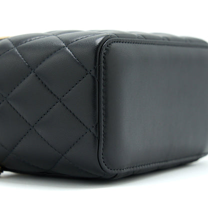 Chanel 22A Pearl Crush Long Vanity With Chain Lambskin Black GHW