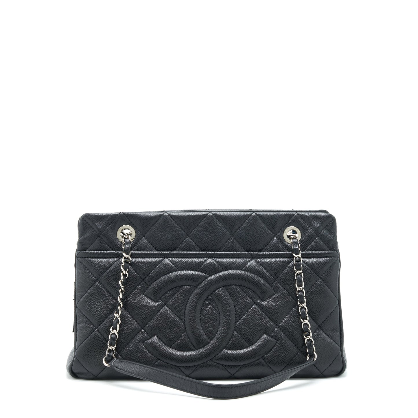 Chanel CC Logo Tote Bag Caviar Black SHW