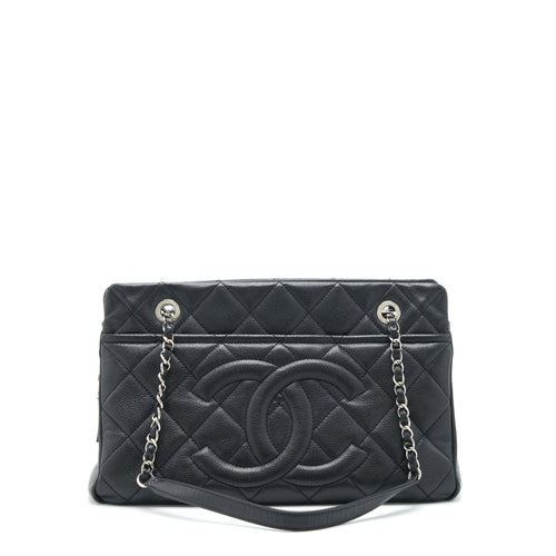 Chanel CC Logo Tote Bag Caviar Black SHW