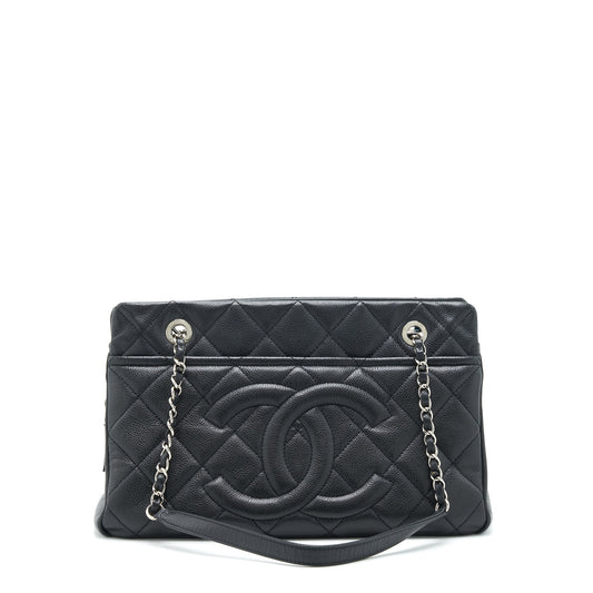 Chanel CC Logo Tote Bag Caviar Black SHW