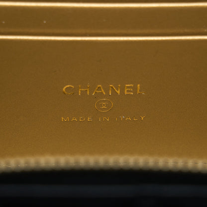 Chanel 22A Pearl Crush Long Vanity With Chain Lambskin Black GHW