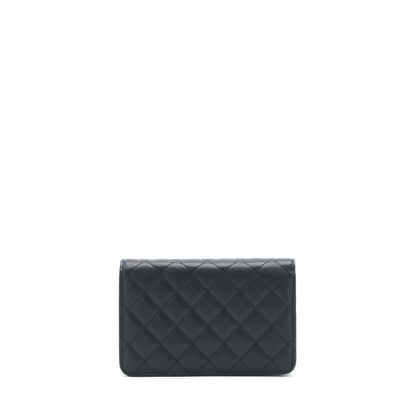 Chanel 22S Detailed Logo Wallet On Chain Caviar Black LGHW