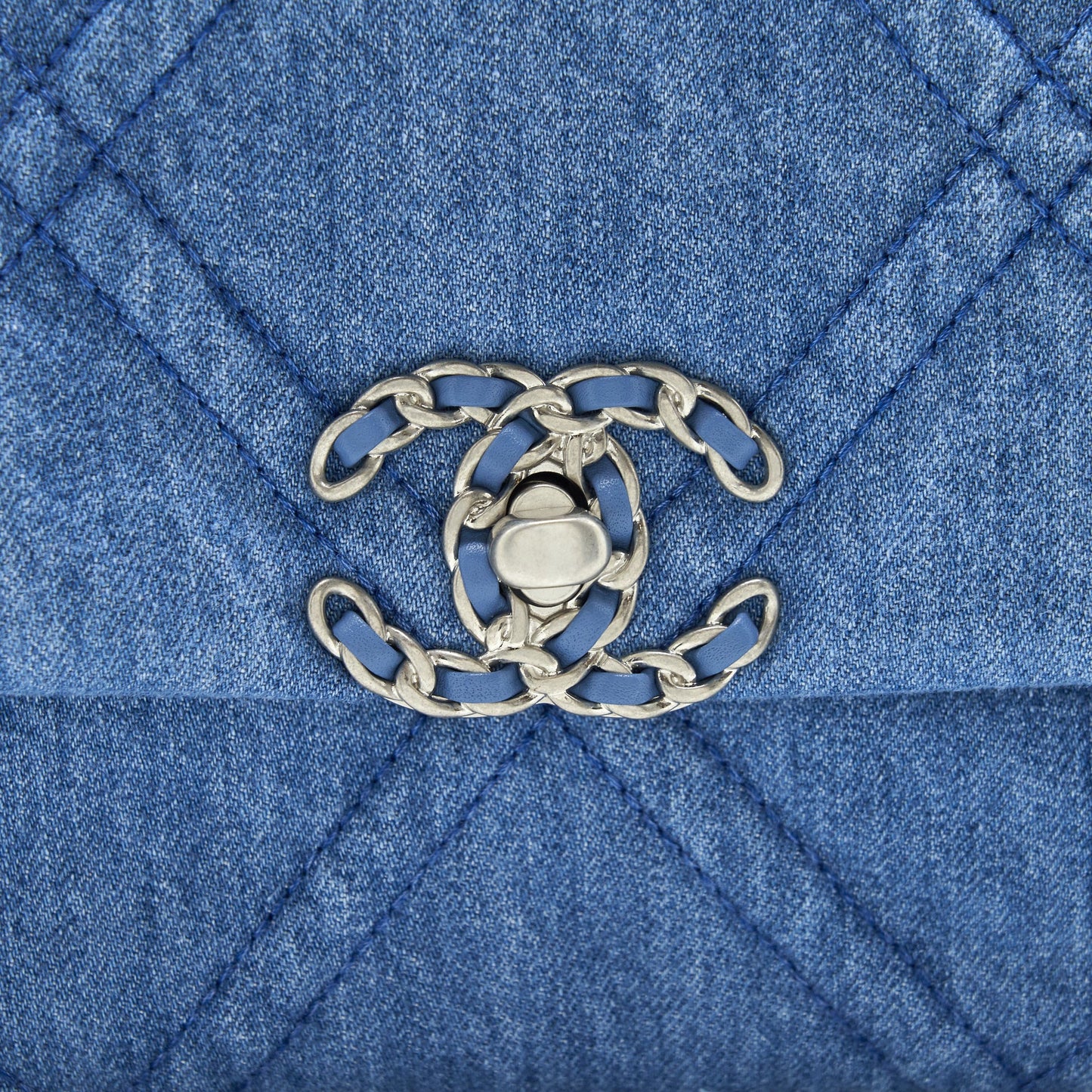 Chanel 22P Denim Small 19 Bag light blue Gold/Sliver Hardware