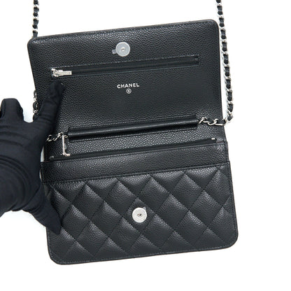 Chanel Classic Wallet On Chain Caviar Black SHW (Microchip)