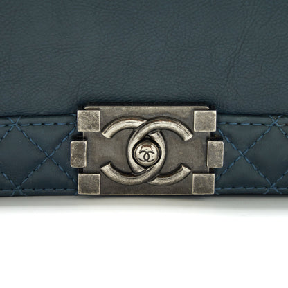 Chanel Boy Bag soft Calfskin Dark Blue ruthenium Hardware