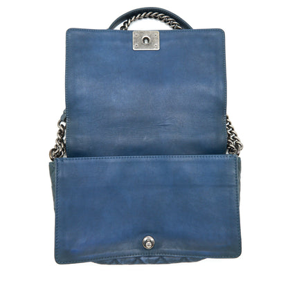 Chanel Boy Bag soft Calfskin Dark Blue ruthenium Hardware