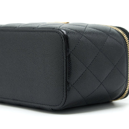 Chanel 22S Letter Top Handle Long Vanity Caviar Black GHW