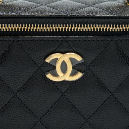 Chanel 22S Letter Top Handle Long Vanity Caviar Black GHW