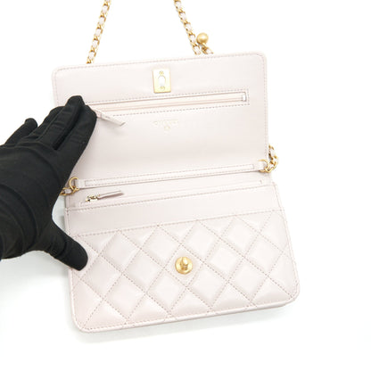 Chanel 21B Light Purple Pearl Crush Wallet on Chain GHW